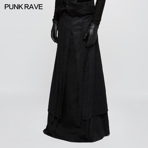 Jacquard Stoff Halblanger schwarzer Gothic Rock für Herren