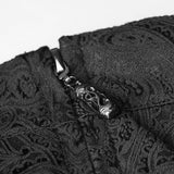 Jacquard Stoff Halblanger schwarzer Gothic Rock für Herren