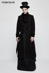 Jacquard Stoff Halblanger schwarzer Gothic Rock für Herren