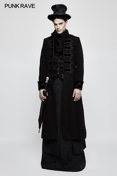 Jacquard Stoff Halblanger schwarzer Gothic Rock für Herren
