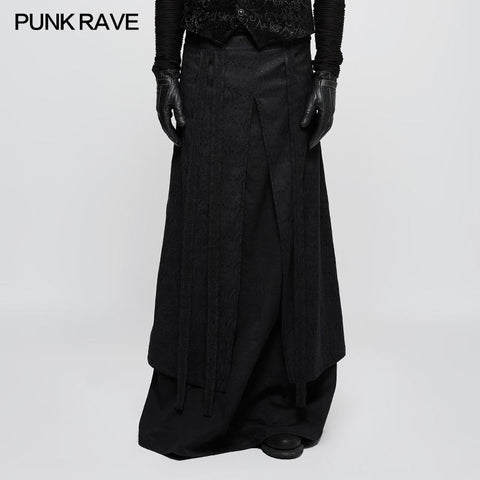 Jacquard Stoff Halblanger schwarzer Gothic Rock für Herren