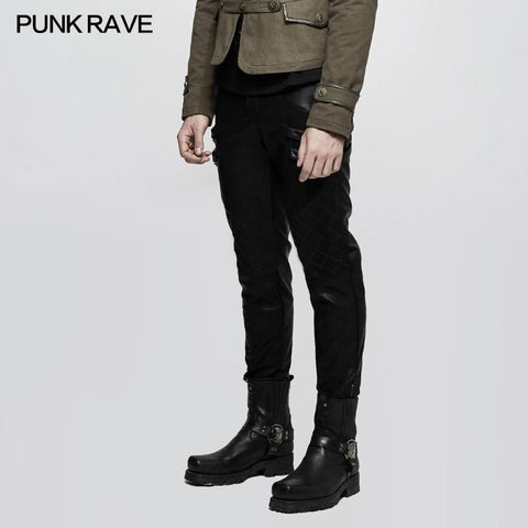 Elastic Mesh Spliced Leder Punk Hose für Männer