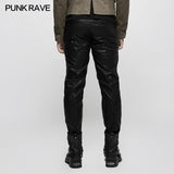 Elastic Mesh Spliced Leder Punk Hose für Männer