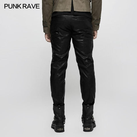 Elastic Mesh Spliced Leder Punk Hose für Männer