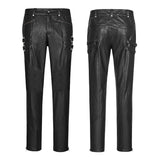 Elastic Mesh Spliced Leder Punk Hose für Männer
