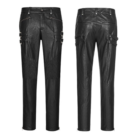 Elastic Mesh Spliced Leder Punk Hose für Männer