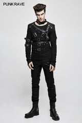 Elastic Mesh Spliced Leder Punk Hose für Männer
