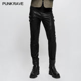 Elastic Mesh Spliced Leder Punk Hose für Männer