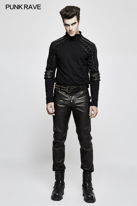 Persönlichkeit Split Stitch Leder Punk Hose für Männer