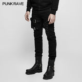 Herren Elastic Denim Punk Hose mit abnehmbarer Tasche