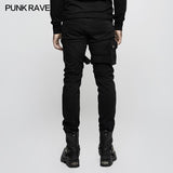 Herren Elastic Denim Punk Hose mit abnehmbarer Tasche