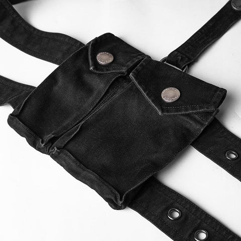 Herren Elastic Denim Punk Hose mit abnehmbarer Tasche