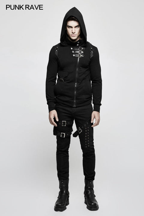 Herren Elastic Denim Punk Hose mit abnehmbarer Tasche