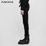 Schmal geschnittene Denim Black Long Punk Hose für Herren