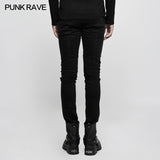 Schmal geschnittene Denim Black Long Punk Hose für Herren