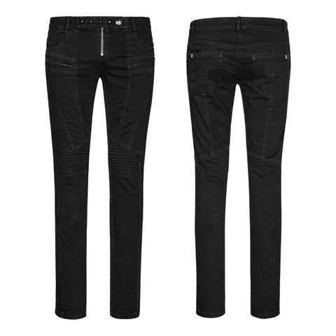 Schmal geschnittene Denim Black Long Punk Hose für Herren