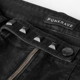 Schmal geschnittene Denim Black Long Punk Hose für Herren