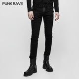 Schmal geschnittene Denim Black Long Punk Hose für Herren