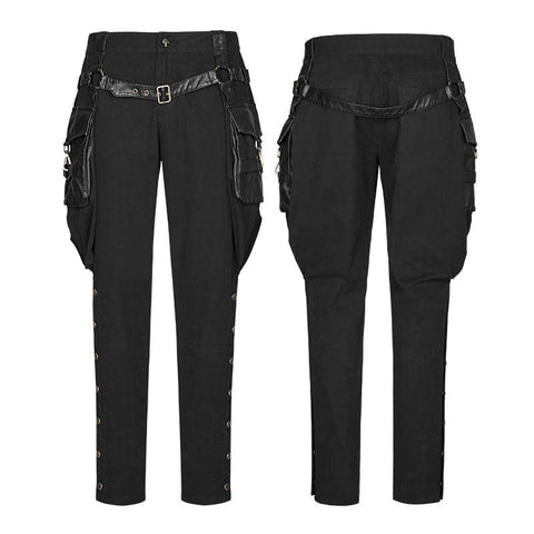 Stretch Woven Punk Pants Reithose mit Stereotaschen