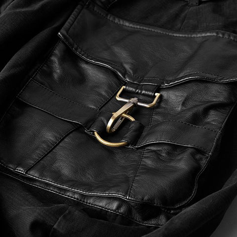 Stretch Woven Punk Pants Reithose mit Stereotaschen