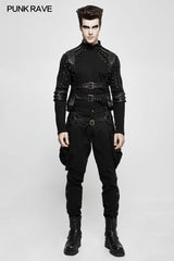 Stretch Woven Punk Pants Reithose mit Stereotaschen