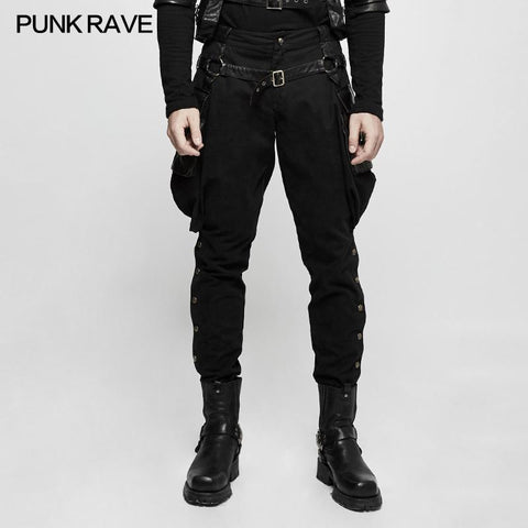 Stretch Woven Punk Pants Reithose mit Stereotaschen