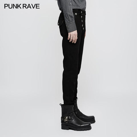 Militäruniform Freizeit Punk Hose Wildlederanzüge Gewebte gestreifte Kammgarnhose