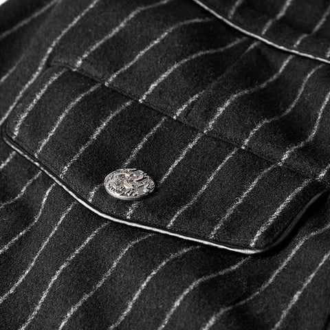 Militäruniform Freizeit Punk Hose Wildlederanzüge Gewebte gestreifte Kammgarnhose