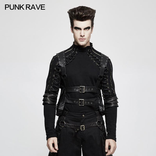 Punk-Accessoires-Träger mit rauer Textur, Taschen und verstellbarer Schnalle