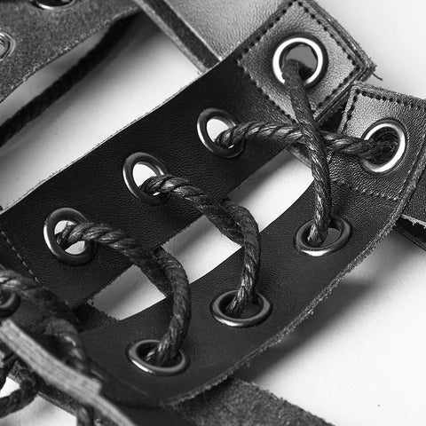 Leder Militär Uniform Uniform Serien Set Punk Zubehör Mit Öse Kordelzug