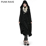 Winter Woolen Long Black Gothic Mantel für Frauen Zwei tragen Imitation Pelzmantel
