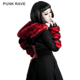 Winter Woolen Long Black Gothic Mantel für Frauen Zwei tragen Imitation Pelzmantel