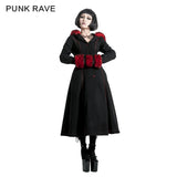 Winter Woolen Long Black Gothic Mantel für Frauen Zwei tragen Imitation Pelzmantel
