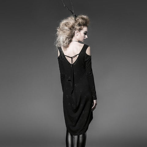 Schwarze lange lockere weiche hochelastische Strick-Punk-T-Shirts für Frauen