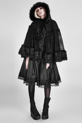 Lolita Style Warm Gothic Coat Woll- und Spitzenstoffumhang für Frauen