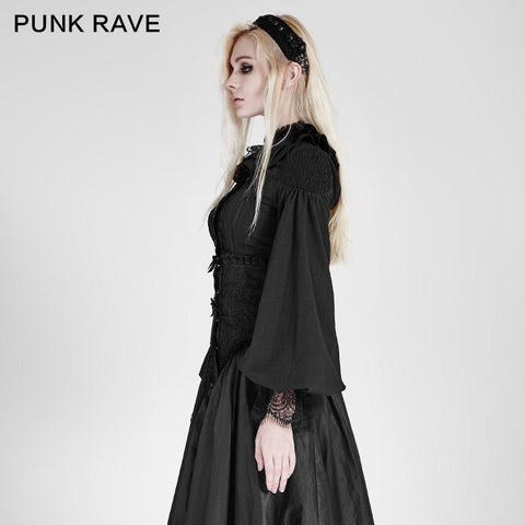 Frauen Chiffon Spitze Stoff Gothic Shirt Lolita Bluse mit einzigartigen Ärmel