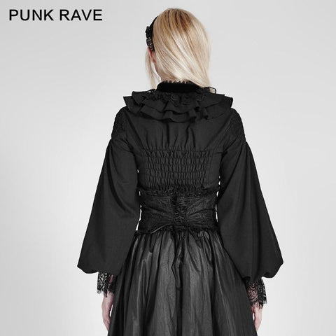 Frauen Chiffon Spitze Stoff Gothic Shirt Lolita Bluse mit einzigartigen Ärmel