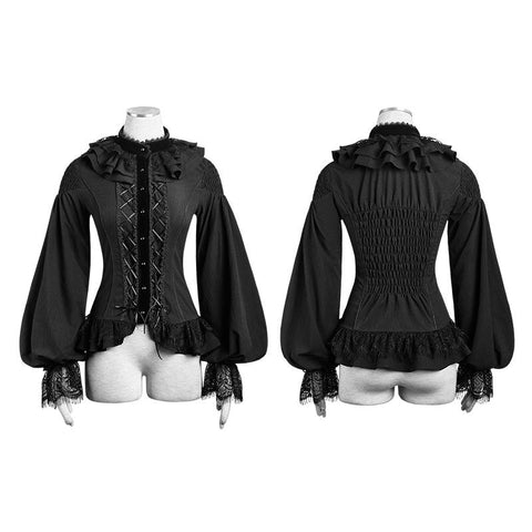 Frauen Chiffon Spitze Stoff Gothic Shirt Lolita Bluse mit einzigartigen Ärmel