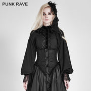 Frauen Chiffon Spitze Stoff Gothic Shirt Lolita Bluse mit einzigartigen Ärmel