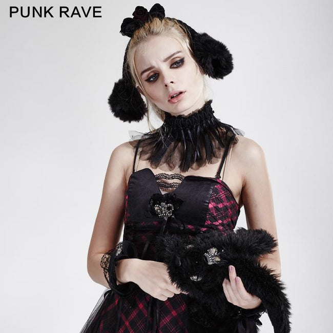 Schöne Lolita Style Dual Lace Gothic Accessoires Handschuhe Kopfschmuck und Hals Dekoration
