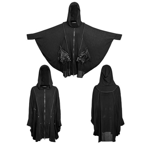 Bequeme Black Bats Punk Jacke mit doppelten Reißverschlüssen