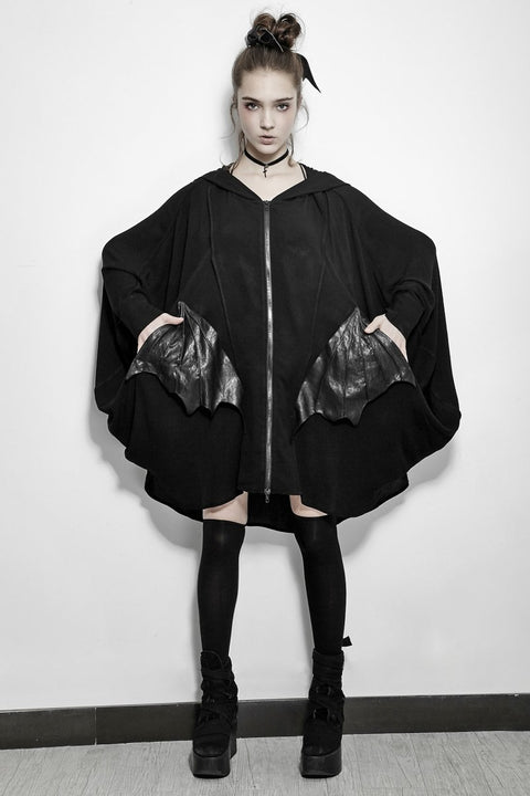 Bequeme Black Bats Punk Jacke mit doppelten Reißverschlüssen
