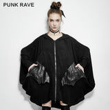 Bequeme Black Bats Punk Jacke mit doppelten Reißverschlüssen