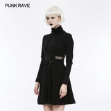 Hübsches gestricktes Punk-Kleid mit Mesh-Spleißdesign
