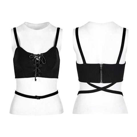 Sexy Krawattenseil Athletic Punk Weste mit elastischen Schlaufen