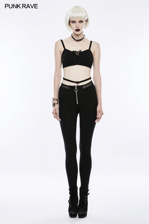 Sexy Krawattenseil Athletic Punk Weste mit elastischen Schlaufen