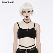 Sexy Krawattenseil Athletic Punk Weste mit elastischen Schlaufen