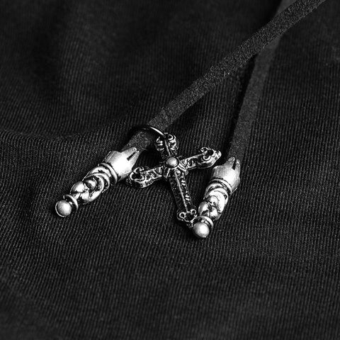 Sexy Off The Shoulder Schlankes Gothic T-Shirt Krawattenseil Halskette Top