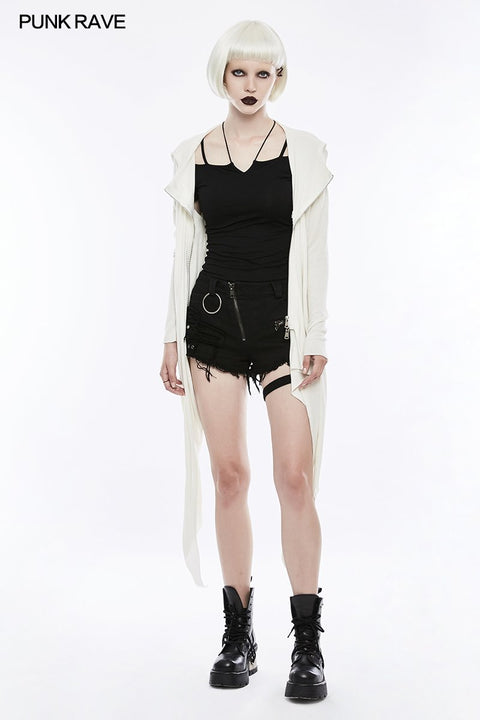 Sexy Off The Shoulder Schlankes Gothic T-Shirt Krawattenseil Halskette Top