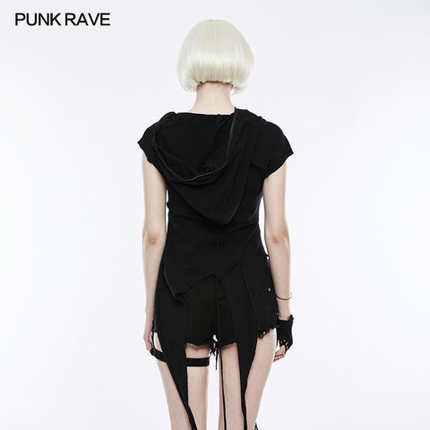 Fashion Slant Hat Mosaik Punk T-Shirt Unregelmäßiges Top